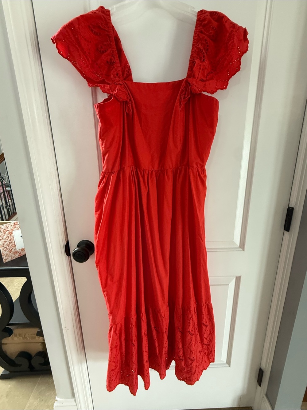 St. John's Bay Orange Maxi Dress with Eyelet Cap Sleeves
